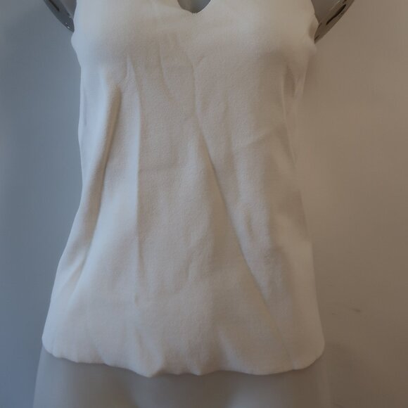 Womens Milly Ivory Mock Neck Keyhole Sleeveless Halter Knit Top S - Picture 5 of 10